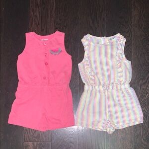 Pink and Multicolor Striped Kids Romper Set